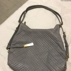 Quilted Leather Gray Two-Way Backpack / Handbag
